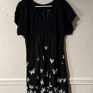 Banana Republic Black and White Butterfly Midi Dress